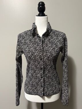 Oak + Fort Button Down Long Sleeve Floral Pleated Shirt
